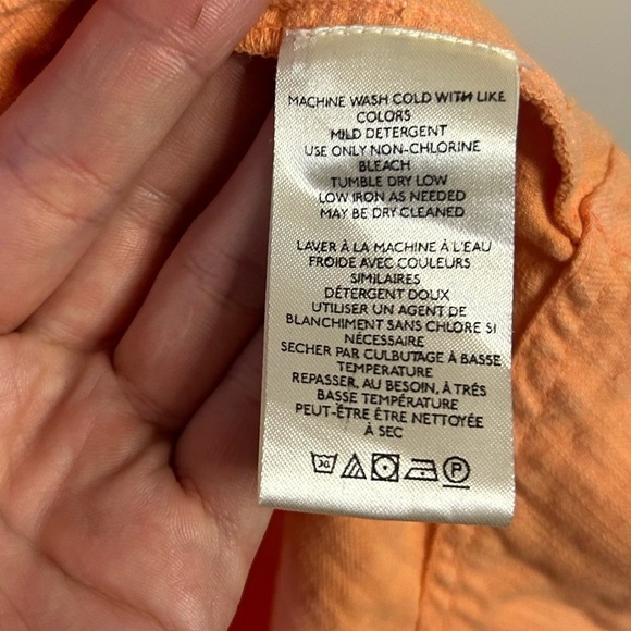 Anthropologie Pilcro Button Down Tie Back Shirt Dress in Peach - Picture 6 of 7